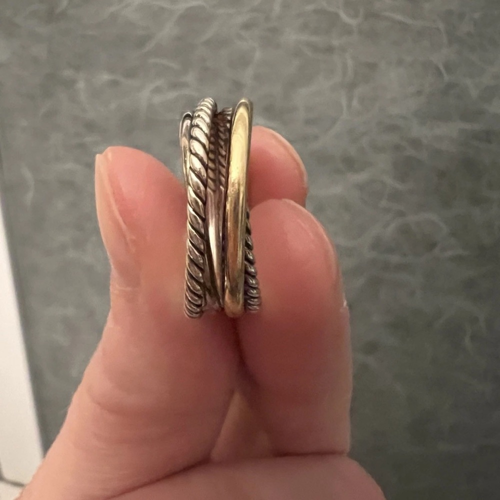 David Yurman Gold and Silver Twisted Ring - Picture 3 of 5